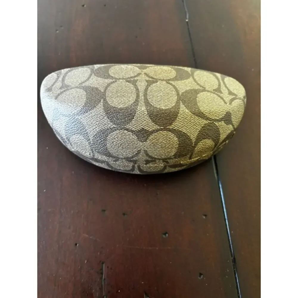 Coach Signature Eyeglass Case‎ Brown Khaki Hard Shell Glasses Case